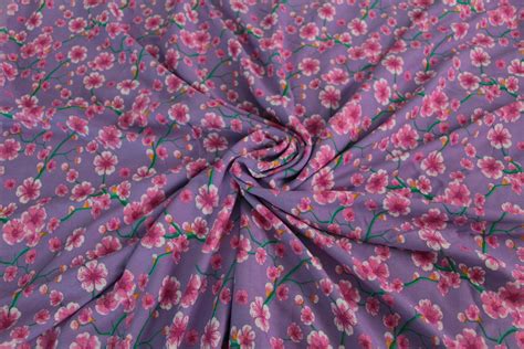 Viscose Fabric Viscose Fabric By The Yard Purple Sakura Etsy