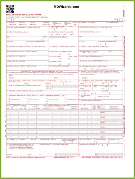 Printable Hcfa 1500 Claim Form Form Resume Examples Pv9wxnjxy7