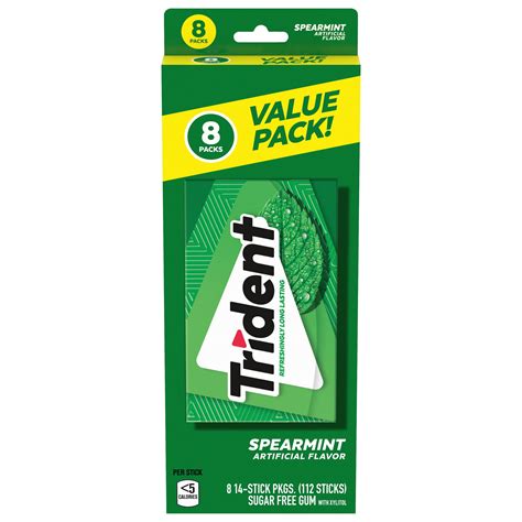 Trident Spearmint Sugar Free Gum Value Pack 8 Packs Of 14 Pieces 112