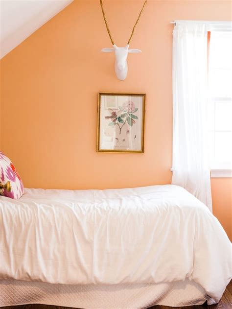 If you are looking to add a playful pattern to your bedroom walls, consider using wall decals. Peach Paint Color Design Ideas & Remodel Pictures | Houzz