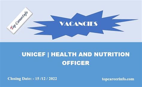 Vacancy Notice Unicef Health And Nutrition Officer