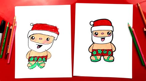 On the pages of how to draw for kids, you will find drawing lessons on almost any topic, be it animals, different characters from comics, cartoons, and games. How To Draw Summer Santa - Art For Kids Hub