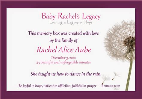 Baby Rachels Legacy 2014 Birthday Care Packages