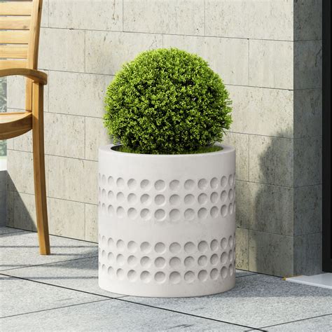 Morelos Outdoor Large Cast Stone Planter Antique White By Noble House