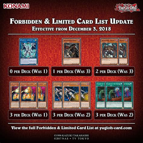 Cards are legal to play with as of their sets'. The Forbidden and Limited Card List has been Updated | YuGiOh! World