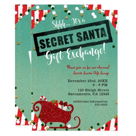 Secret Santa T Exchange Christmas Holiday Party Invitation