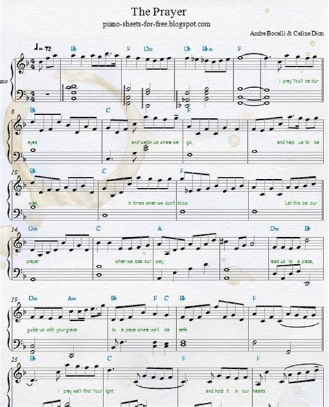 #chordtab #song #celine #dionbarbra #streisand. My transcription in PDF in 2021 | The prayer sheet music ...