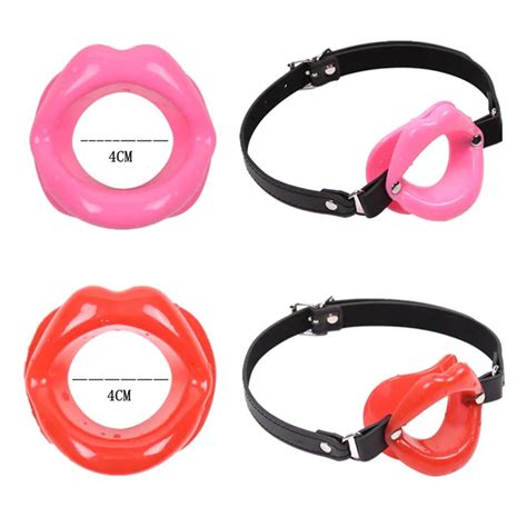 Fashion Adult Erotic Lips Shape Open Mouth Gag BDSM Sex Toys Leather