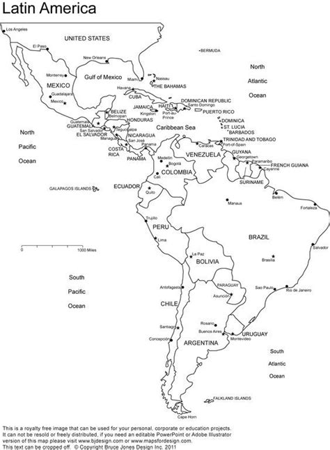 Latin America Printable Blank Map South America Brazil Latin