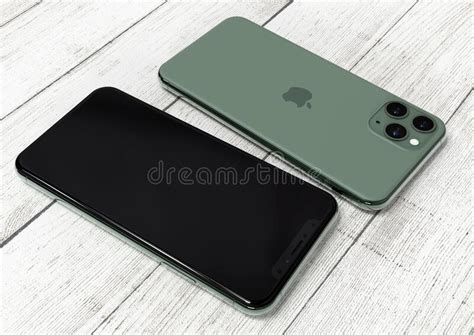 Apple Iphone 11 Pro Midnight Green Front And Back Sides Editorial