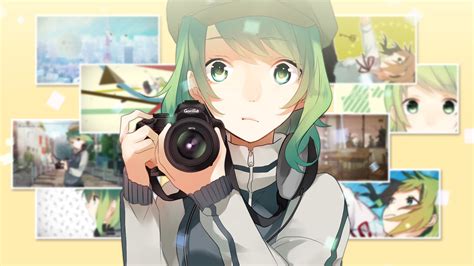Short Hair Green Hair Green Eyes Anime Anime Girls Camera Hat