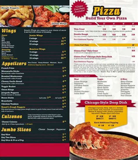 Rosatis Pizza Menu Menu For Rosatis Pizza Libertyville Chicago