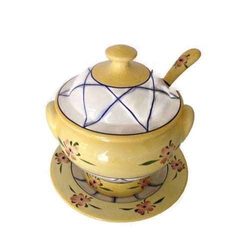 Ceramic Soup Tureen With Plate And Ladle Andrea By Sadek Made Etsy