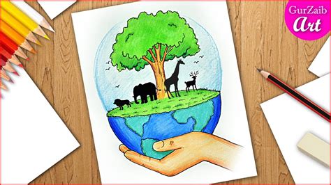 Save Wild Life And Forests Poster Drawing On World Wildlife Day Step