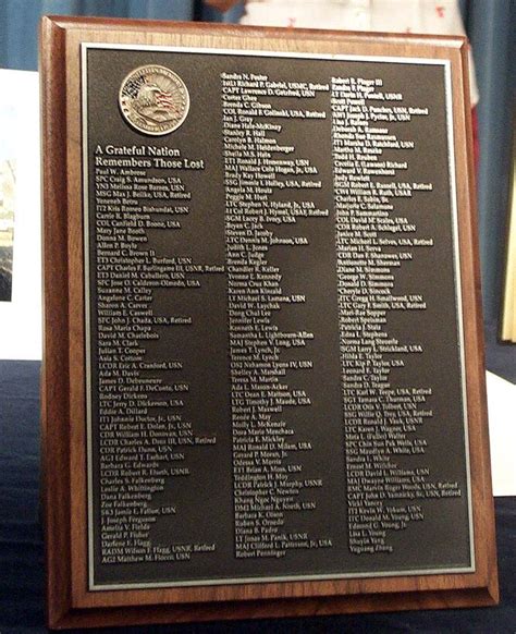 An Inscribed Plaque Listing The 184 Victims Of The Sept 11 2001