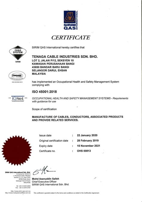 Tci Succeeds In Obtaining Iso Certifications From Sirim Tenaga Cable