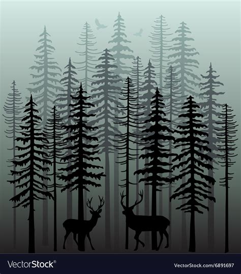 Winter Forest With Pine Trees Royalty Free Vector Image