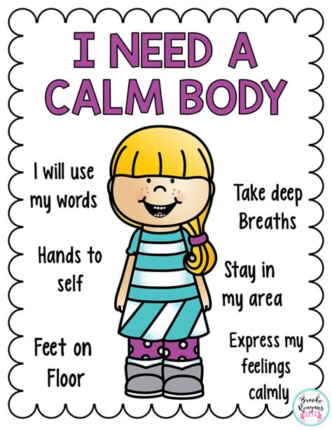 Calm Body Posters For Students To Have A Visual Reminder About What A