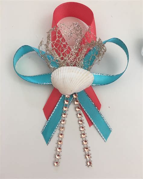 Beach Themed Guest Pins Seashell Pins Coral And Aqua Guest Etsy