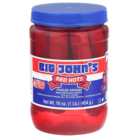 Big Johns Pickled Sausage Red Hots 16 Oz Brats And Sausages Ingles