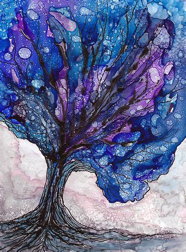 Lone Tree Alcohol Ink Alcohol Ink Art Abstract Tree