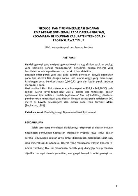 PDF Geologi Dan Tipe Mineralisasi DOKUMEN TIPS