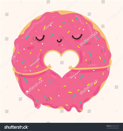 Vector Illustration Cute Pink Cartoon Donut Stock Vector