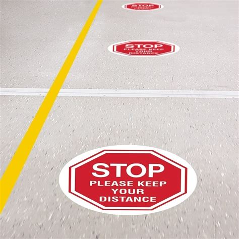 Floor Marking Sign Stop Please Keep Your Distance