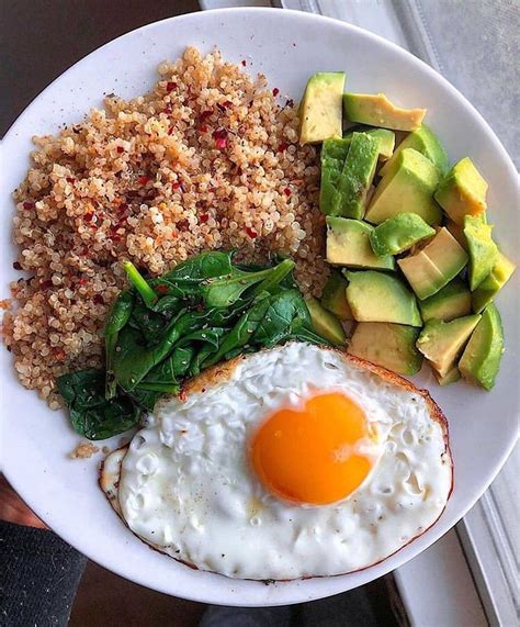 Savory Breakfast Plate With Leftover Quinoa From Yesterdays Bowls A