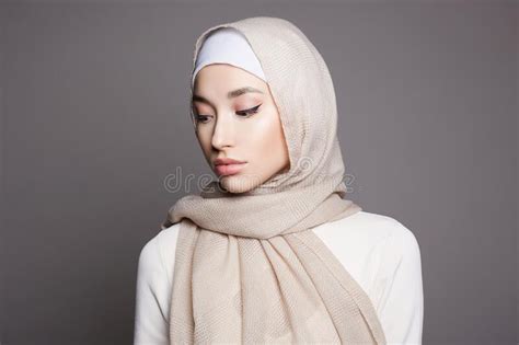 Beautiful Islamic Young Woman With Make Up Beauty Girl In Hijab Stock Image Image Of Female