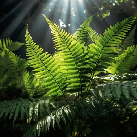 Premium Ai Image Sunlight Shining Through The Leaves Of A Fern In A