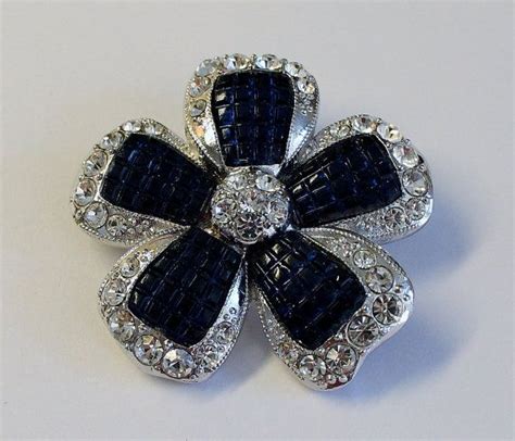 Avon Signed Pave Set Rhinestone Flower Brooch By Onetime On Etsy 625