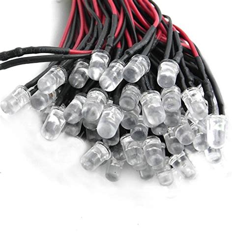 Qty 10 Led Diode Beads Lights Lamp Bulb 5mm Pre Wired 3v 6v 12v 24v