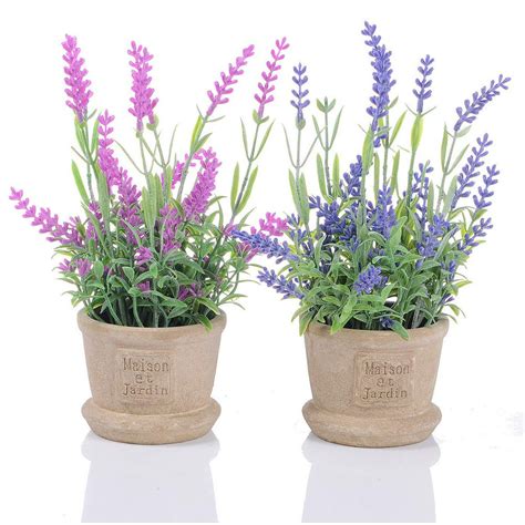 Coolmade Lavender Artificial Flower Pot 2 Pack Fake Potted Plants