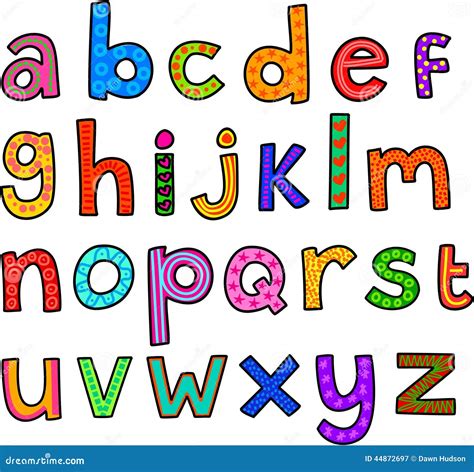 Whimsical Lowercase Doodle Alphabet Letters Stock Vector Illustration