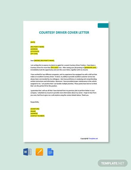 How long should a visa sample letter be? Courtesy Driver Cover Letter Samples & Templates Download