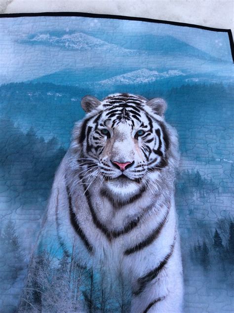 Bengal Tiger Quilt Fabric Panelblack White Tiger Quilted Wall Hanging