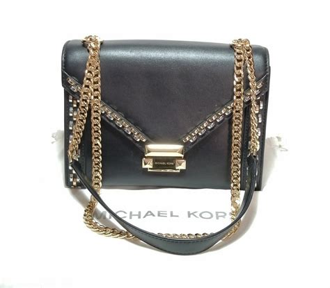 Michael Kors Black Leather Gold Chain Shoulder Bag Pre Loved