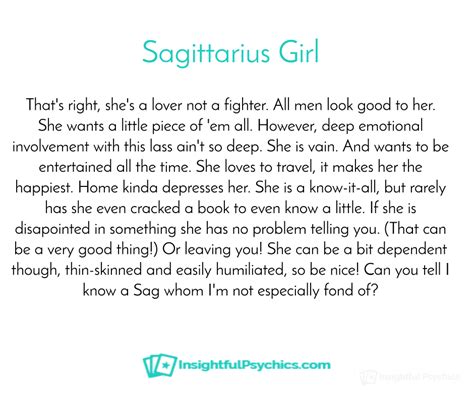 If you are in a relationship, or dating a cancer, reciprocate with what he offers you and let things happen on their own. Sagittarius Woman Guide