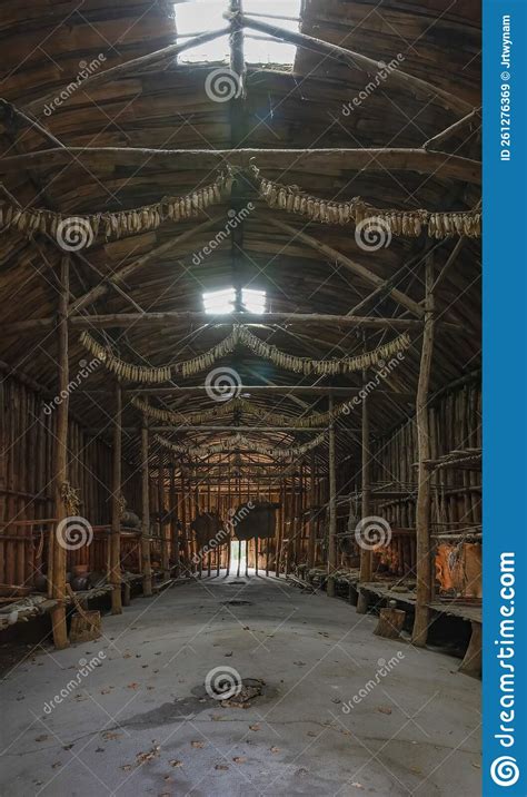 Interior Of An Iroquois Longhouse Milton Ontario Stock Image Image