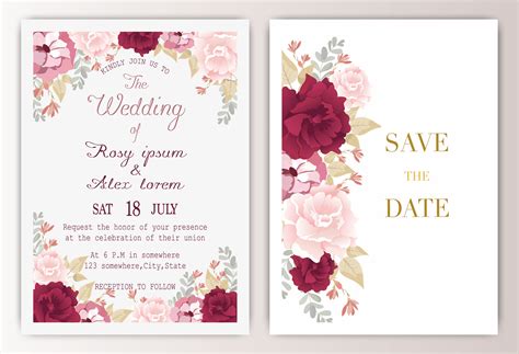 Wedding Invitation Card With Colourful Floral And Leaves 676285 Vector