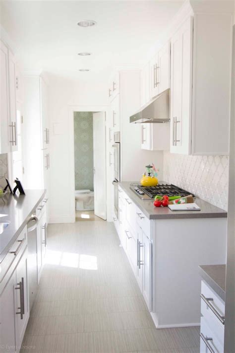 Contemporary Galley Kitchen Goes White And Bright Galley Kitchen