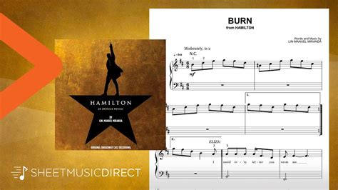 Burn Sheet Music From Hamilton Lin Manuel Miranda Easy Piano