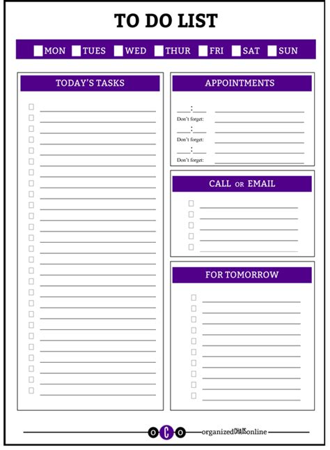 Printable To Do Lists For Work Room