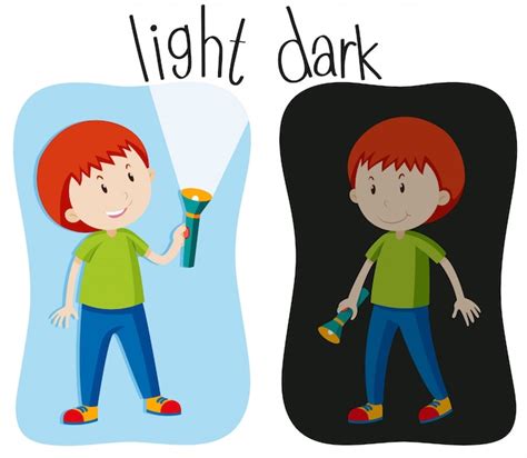 Opposite Adjectives With Light And Dark Vector Free Download