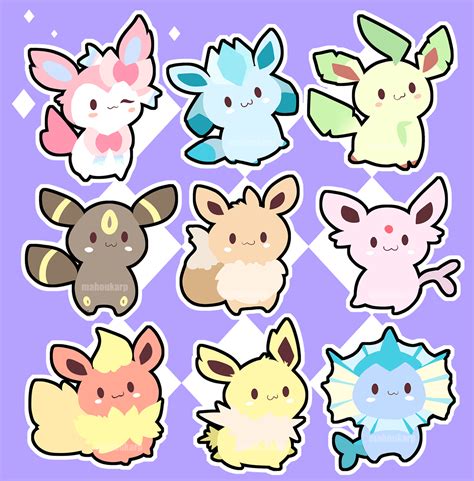 Eeveelutions From Mahoukarp Cute Pokemon Wallpaper Pokemon Eevee