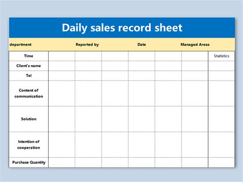 Excel Of Daily Sales Record Sheetxlsx Wps Free Templates