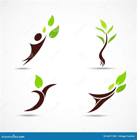 Ícones Verdes Da Ecologia Humana Ilustração Do Vetor Ilustração De