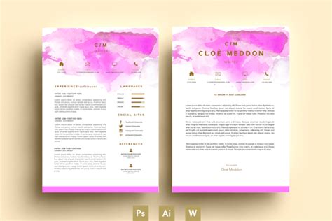 Pink Resume Template Pink Cv Template Creative Resume Template Design