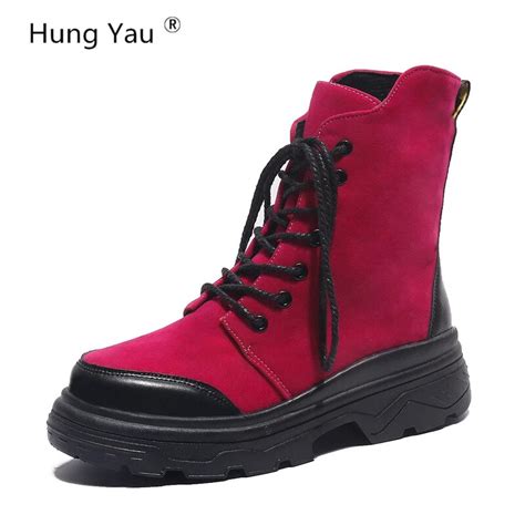 Hung Yau Shoes For Women Boots Ankle Boots Fashion Autumn Lady Short Boots Black Shoes Female